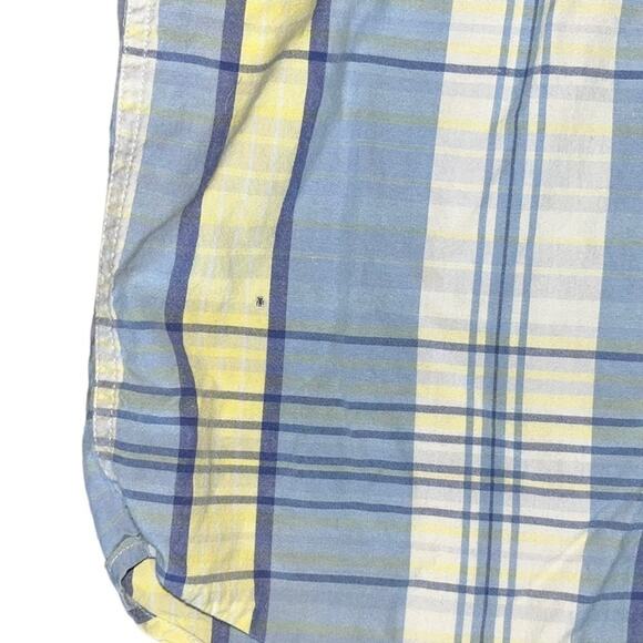 Nautica Mens Size XL Blue Yellow White Short Sleeve Button Down Shirt - Picture 3 of 5